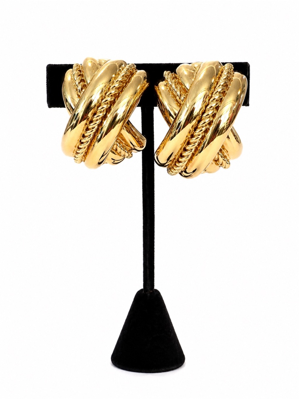 Givvy Gold Tone Clip Large X earrings